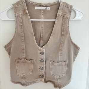 Altar'd State Beige Button-Up Vest